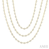 20 Ctw Bezel Set Round Cut Diamond Layered 60-Inch Necklace in 14K Yellow Gold