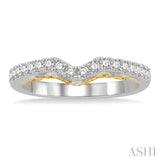 1/3 Ctw Milgrain Gallery Chevron Round Cut Diamond Wedding Band in 14K White and Yellow Gold