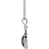 14K White Gold 8x6 mm Natural Black Onyx & .03 CT Natural Diamond 16-18" Necklace