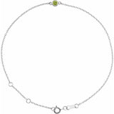 Sterling Silver Natural Peridot Bezel-Set Solitaire 6 1/2-7 1/2" Bracelet