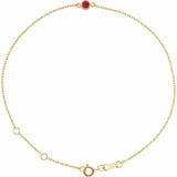 14K Yellow Gold Lab-Grown Ruby Bezel-Set Solitaire 6 1/2-7 1/2" Bracelet
