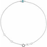 14K White Gold Natural Blue Zircon Bezel-Set Solitaire 6 1/2-7 1/2" Bracelet