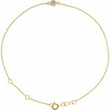 14K Yellow Gold Natural White Sapphire Bezel-Set Solitaire 6 1/2-7 1/2" Bracelet