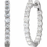 14K White Gold 1 CTW Natural Diamond Inside-Outside Hinged 19.3 mm Hoop Earrings