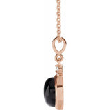 14K Rose Gold 6 mm Natural Black Onyx & .03 CT Natural Diamond Cabochon 16-18" Necklace