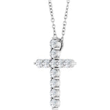 14K White Gold 3/8 CTW Lab-Grown Diamond Cross 16-18" Necklace