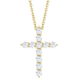 14K Yellow Gold 3/8 CTW Lab-Grown Diamond Cross 16-18" Necklace