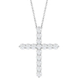 14K White Gold 3/4 CTW Lab-Grown Diamond Cross 16-18" Necklace