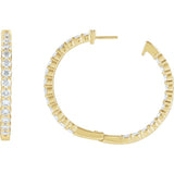 14K Yellow Gold 5 CTW Lab-Grown Diamond Inside-Outside Hinged 37.8 mm Hoop Earrings