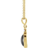 14K Yellow Gold 9x7 mm Natural Black Onyx & .03 CT Natural Diamond 16-18" Necklace