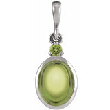 Platinum 6x4 mm Natural Peridot Pendant