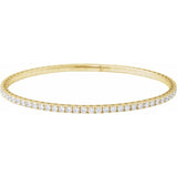 14K Yellow Gold 3 CTW Lab-Grown Diamond Flexible Bangle 7" Bracelet