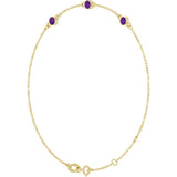 14K Yellow Gold Natural Amethyst Bezel-Set Three-Stone 6 1/2-7 1/2" Bracelet
