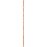 14K Rose Gold Natural Pink Tourmaline Bezel-Set 3-Stone 6 1/2-7 1/2" Bracelet
