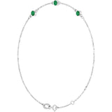 Sterling Silver Natural Emerald Bezel-Set 3-Stone 6 1/2-7 1/2" Bracelet