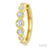 1 Ctw Graduated Bezel Set Round Cut Diamond Fashion Hoop Earrings in 14K Yellow Gold