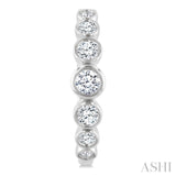 1 Ctw Graduated Bezel Set Round Cut Diamond Fashion Hoop Earrings in 14K White Gold