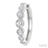1 Ctw Graduated Bezel Set Round Cut Diamond Fashion Hoop Earrings in 14K White Gold