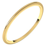 10K Yellow Gold 1 mm Half Round Band Size 6.5