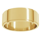 18K Yellow Gold 7 mm Stepped-Edge Flat Band Size 7.5