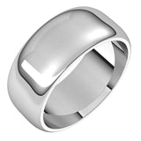 18K White Gold 8 mm Half Round Band Size 11.5