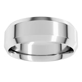 14K White Gold 7 mm Beveled-Edge Comfort-Fit Flat Band Size 9