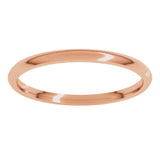 14K Rose Gold 1.5 mm Lightweight Comfort-Fit Half Round Band Size 7