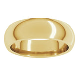 10K Yellow Gold 6 mm Comfort-Fit Half Round Band Size 10