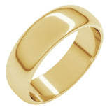 14K Yellow Gold 6 mm Half Round Band Size 13