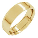 18K Yellow Gold 6 mm Beveled-Edge Comfort-Fit Flat Band Size 12