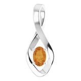 14K White Gold 6x4 mm Oval Natural Citrine Pendant
