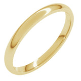 18K Yellow Gold 2 mm Lightweight Comfort-Fit Half Round Band Size 5.5