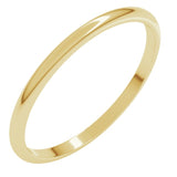 14K Yellow Gold 1.5 mm Lightweight Half Round Band Size 6.5