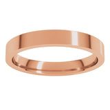 18K Rose Gold 3 mm Flat Comfort Fit Light Band Size 5