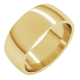 14K Yellow Gold 8 mm Lightweight Comfort-Fit Half Round Band Size 9