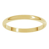 14K Yellow Gold 2 mm Lightweight Half Round Band Size 4.5