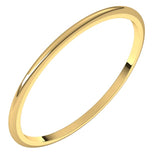 14K Yellow Gold 1 mm Lightweight Half Round Band Size 10