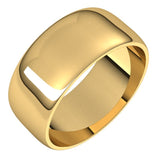 14K Yellow Gold 8 mm Lightweight Half Round Band Size 16.5
