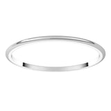 14K White Gold 1 mm Lightweight Half Round Band Size 5.5