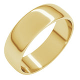 10K Yellow Gold 6 mm Lightweight Half Round Band Size 8.5