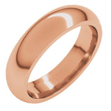 14K Rose Gold 5 mm Comfort-Fit Half Round Band Size 9