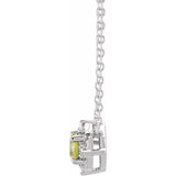 Sterling Silver Natural Peridot & .04 CTW Natural Diamond Halo-Style 18" Necklace