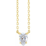 14K Yellow Gold 1/3 CT Natural Diamond Solitaire 16-18" Necklace