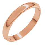 14K Rose Gold 3 mm Half Round Band Size 6