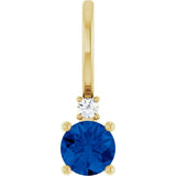 14K Yellow Gold Lab-Grown Blue Sapphire & .015 CT Natural Diamond Charm/Pendant