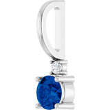 14K White Gold Lab-Grown Blue Sapphire & .015 CT Natural Diamond Charm/Pendant