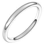14K White Gold 2 mm Comfort-Fit European-Style Band Size 8.5