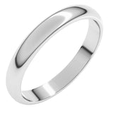 14K White Gold 3 mm Half Round Band Size 8.5