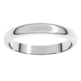 14K White Gold 3 mm Half Round Band Size 8.5