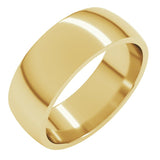 14K Yellow Gold 7 mm Lightweight Comfort-Fit Half Round Band Size 6.5